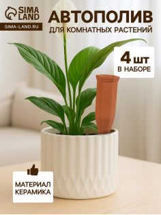 Автополив для комнатных растений «Терракот», 17.4×4.8 см, керамика, набор 4 шт.