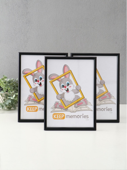 Набор фоторамок для фото 21×30 см Keep memories «Радуга», с подножкой, 3 шт., (пластиковый экран), чёрный