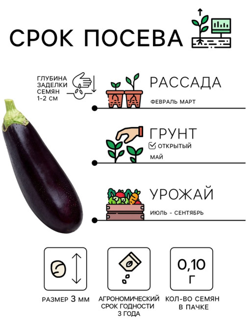Семена Баклажан «Король Рынка», 0.1 г, «Рецепты дедушки Никиты»