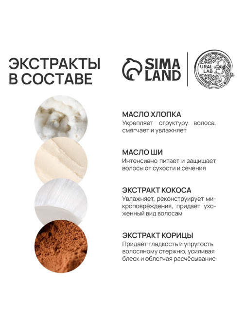 Бальзам для волос, комплекс масел и экстрактов, укрепление и восстановление, 470 мл, URAL LAB