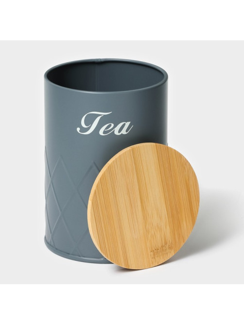 Банка для чая Magistro Tea Graphite, 9.5×13.5 см, с бамбуковой крышкой, серая