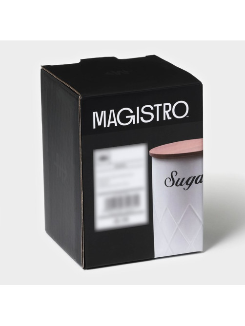 Банка для сахара Magistro Sugar Graphite, 9.5×13.5 см, с бамбуковой крышкой, серая