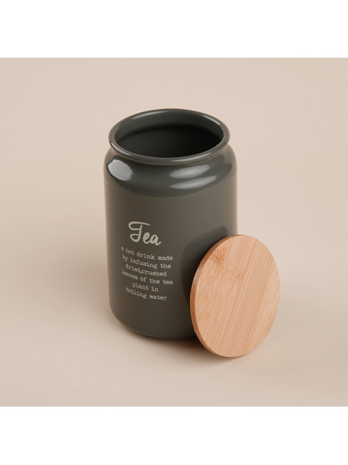 Банка для чая SL Home, 9.5×14 см, с бамбуковой крышкой, серая