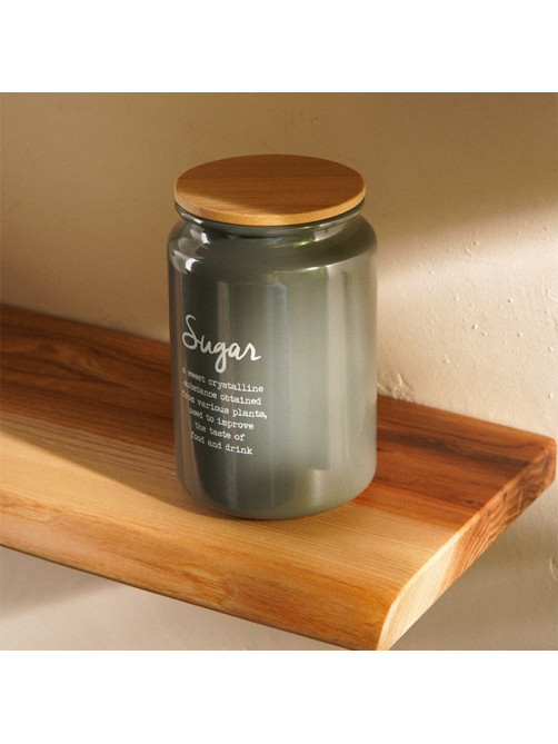 Банка для сахара SL Home, 9.5×14 см, с бамбуковой крышкой, серая