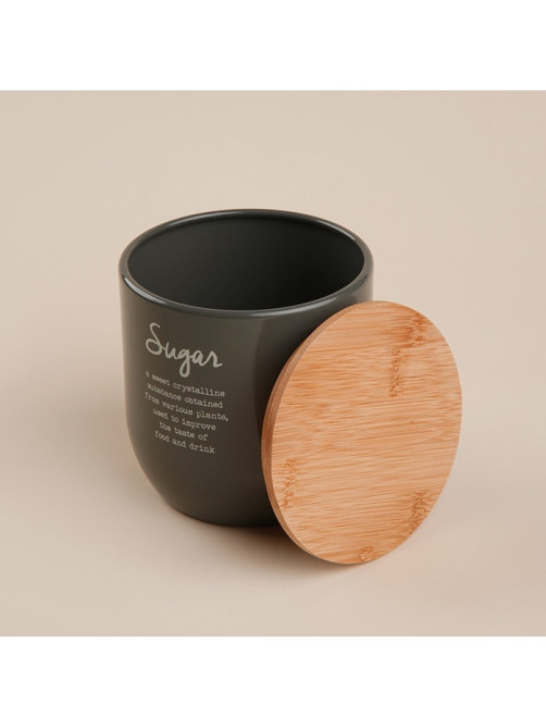 Банка для сахара SL Home, 12×12 см, с бамбуковой крышкой, серая