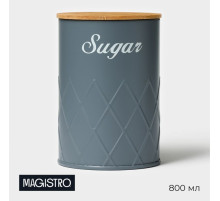 Банка для сахара Magistro Sugar Graphite, 9.5×13.5 см, с бамбуковой крышкой, серая