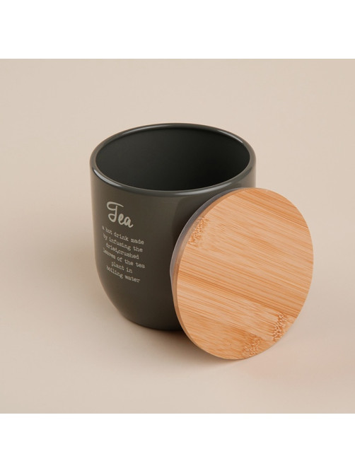 Банка для чая SL Home, 9.5×14 см, с бамбуковой крышкой, серая