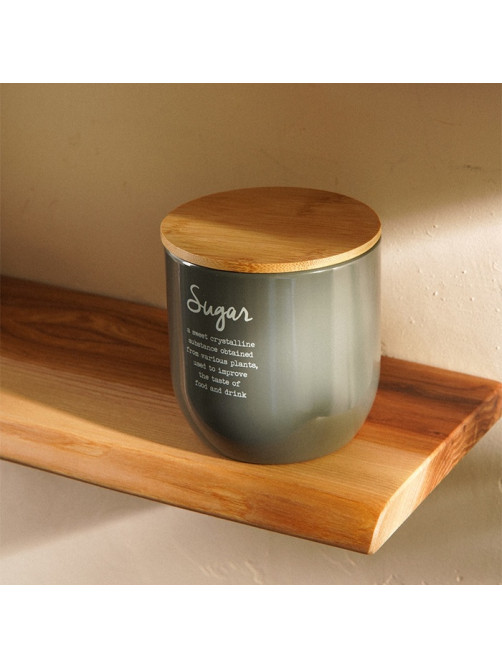 Банка для сахара SL Home, 12×12 см, с бамбуковой крышкой, серая