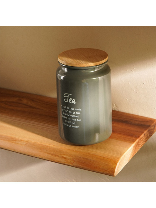 Банка для чая SL Home, 9.5×14 см, с бамбуковой крышкой, серая