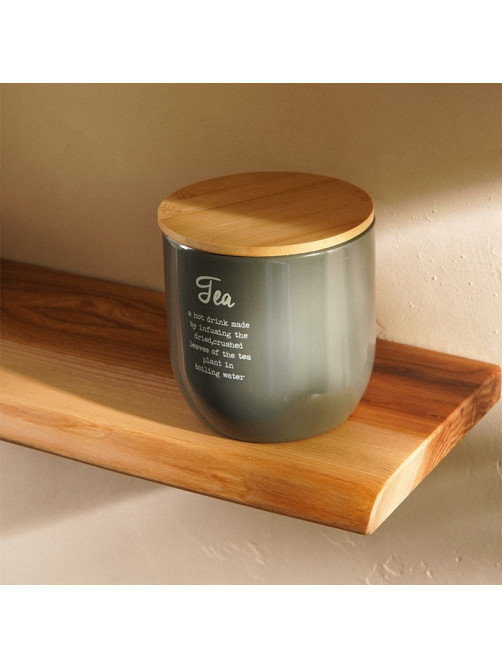 Банка для чая SL Home, 9.5×14 см, с бамбуковой крышкой, серая