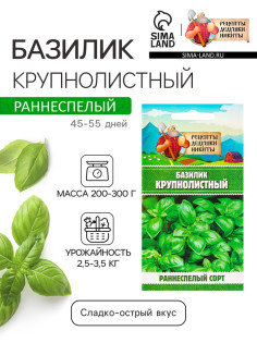 Семена Базилик «Крупнолистный», 0.2 г, «Рецепты дедушки Никиты»