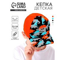 Кепка детская для мальчика «Динозавры», оранжевая, р-р 52-54, 5-7 лет