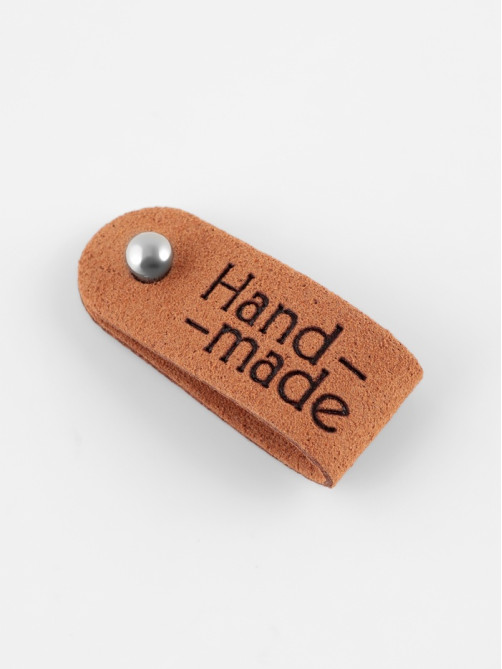 Бирка с кнопкой Hand made TEIRA, 8×1.5 см, 10 шт., коричневая
