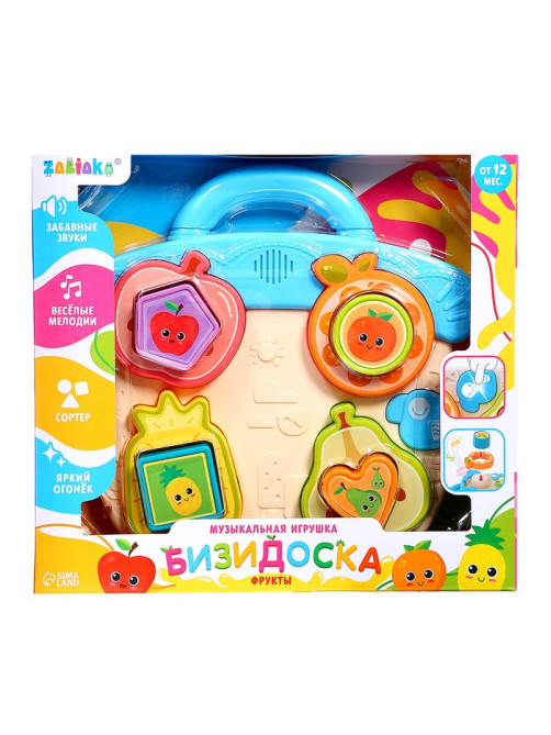 Музыкальная игрушка ZABIAKA «Бизидоска. Фрукты», звуковые эффекты, световые эффекты, МИКС
