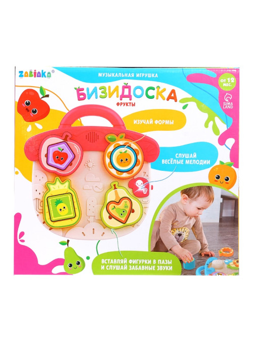 Музыкальная игрушка ZABIAKA «Бизидоска. Фрукты», звуковые эффекты, световые эффекты, МИКС