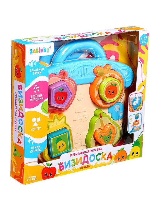 Музыкальная игрушка ZABIAKA «Бизидоска. Фрукты», звуковые эффекты, световые эффекты, МИКС