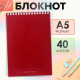 Блокнот А5, 40 листов в клетку на гребне «Бордо», МИКС
