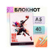 Блокнот А5, 40 листов в клетку на гребне «Баскетбол», обложка мелованный картон, блок офсет