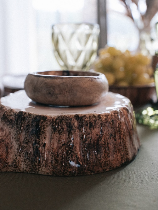 Блюдо для подачи Magistro Wood, 20.5×18.7×5.5 см, фарфор, коричневое