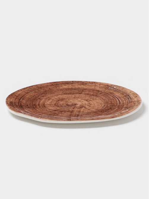 Блюдо для подачи Magistro Wood, 16×14×0.6 см, фарфор, коричневое