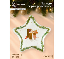 Блюдо сервировочное новогоднее Доляна «Новогодние зверята», d=15 см, стекло, белое