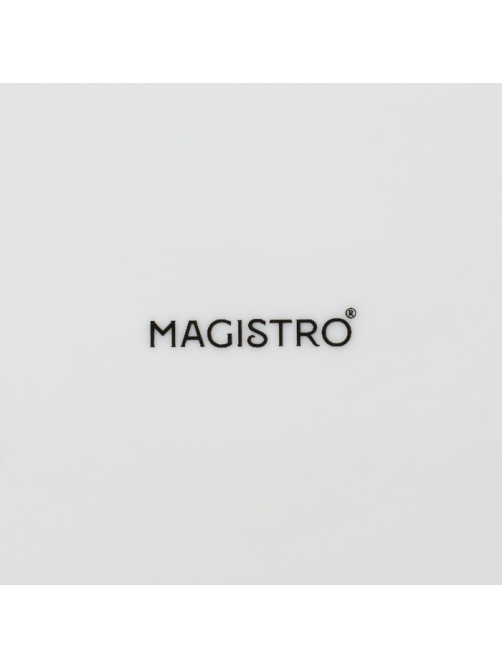 Блюдо фарфоровое для подачи с деревянной ручкой Magistro, d=20 см, белое