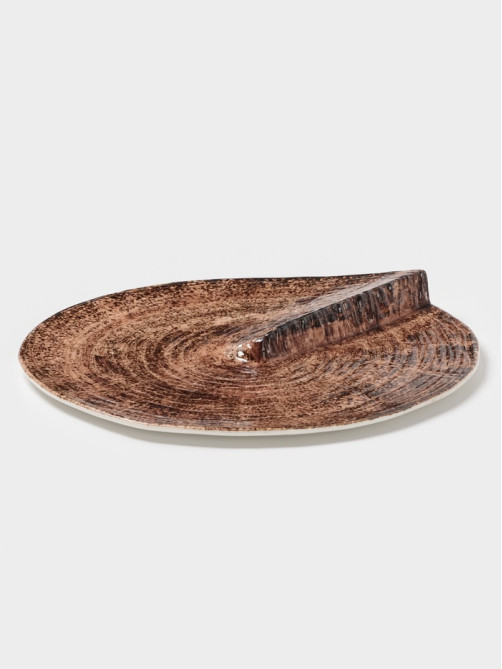 Блюдо для подачи Magistro Wood, 27.8×27.5×3 см, фарфор, коричневое