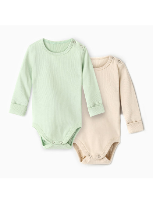 Комплект боди детских MINAKU: Basic Line BABY, рост 62-68 см, шалфей, бежевый