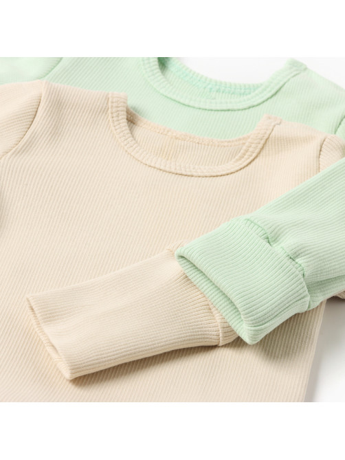 Комплект боди детских MINAKU: Basic Line BABY, рост 62-68 см, шалфей, бежевый