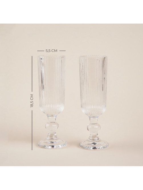 Бокалы для шампанского SL Home «Модерн», 150 мл, 5.5×18.5 см, набор 2 шт., стекло, прозрачные