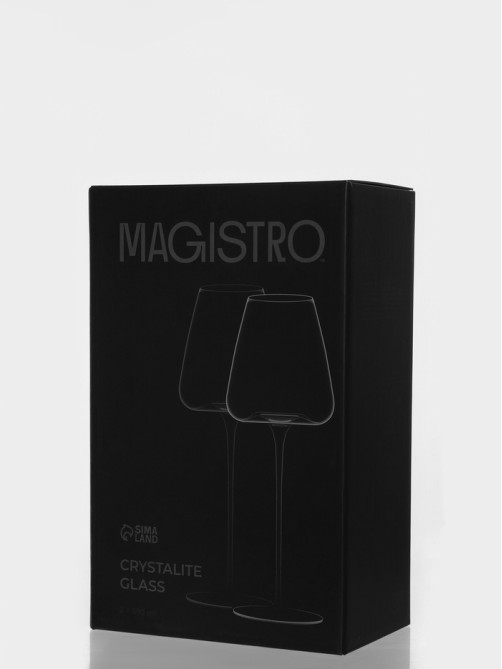 Бокалы для вина Magistro «Амьен», 570 мл, h=28 см, набор 2 шт., стекло, прозрачные