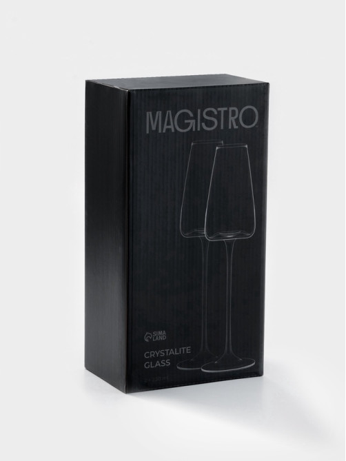 Бокалы для шампанского Magistro «Амьен», 250 мл, h=26 см, набор 2 шт., стекло, прозрачные
