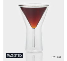 Бокал для мартини Magistro «Айс», 170 мл, 10.3×15.7 см, с двойными стенками, стекло, прозрачный