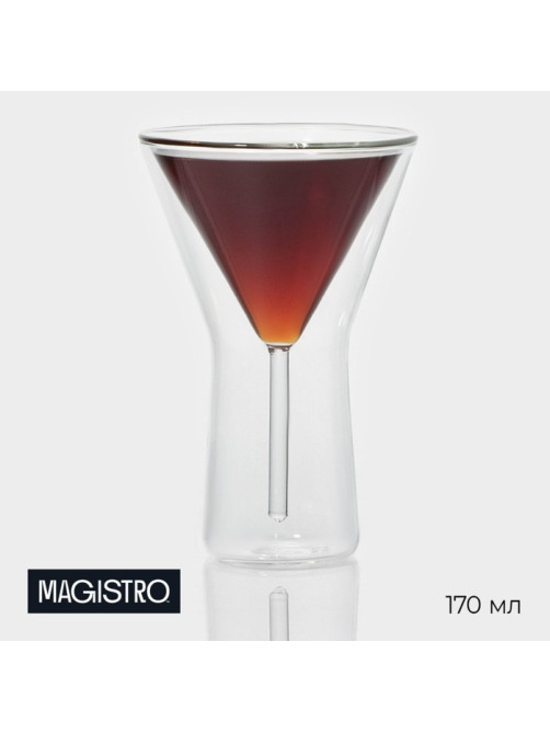 Бокал для мартини Magistro «Айс», 170 мл, 10.3×15.7 см, с двойными стенками, стекло, прозрачный