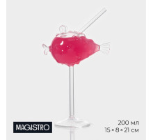 Бокал для коктейля Magistro «Фугу», 200 мл, 8×21 см, стекло, прозрачный