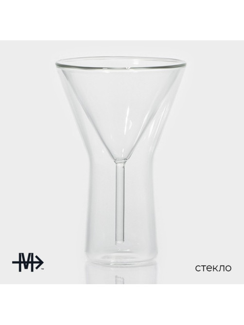 Бокал для мартини Magistro «Айс», 170 мл, 10.3×15.7 см, с двойными стенками, стекло, прозрачный