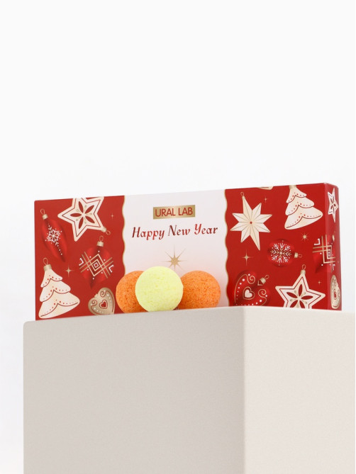 Бомбочки для ванны Happy New Year, аромат праздничный пунш, набор 12 шт. × 20 г, URAL LAB
