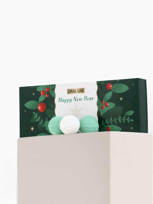 Бомбочки для ванны Happy New Year, аромат рождественская ель, набор 12 шт. × 20 г, URAL LAB