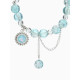 Браслет-пружинка «Жемчуг. Сахарный. Диск и сердечко», шар №10, d=6 см, белый, голубой в серебре