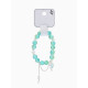 Браслет с подвесками «Сахарный. Сердце и искра», шар № 10/8, d=6 см, зеленый, голубой в серебре