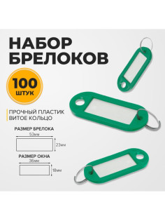 Набор бирок для ключей на кольце «Идентификатор», 53 мм, 100 шт., зелёный