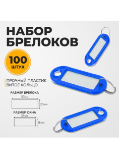 Набор бирок для ключей на кольце «Идентификатор», 53 мм, 100 шт., синий
