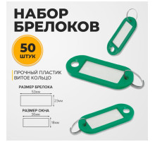 Набор бирок для ключей на кольце «Идентификатор», 50 шт., 53 мм, зелёный