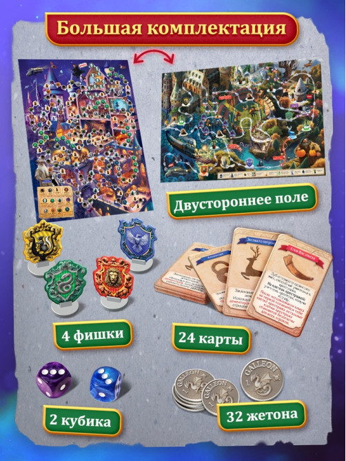 Настольная игра-бродилка «Битва факультетов», 2 в 1, 6+