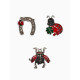 Броши «Подкова», набор 3 шт. разноцветный в серебре