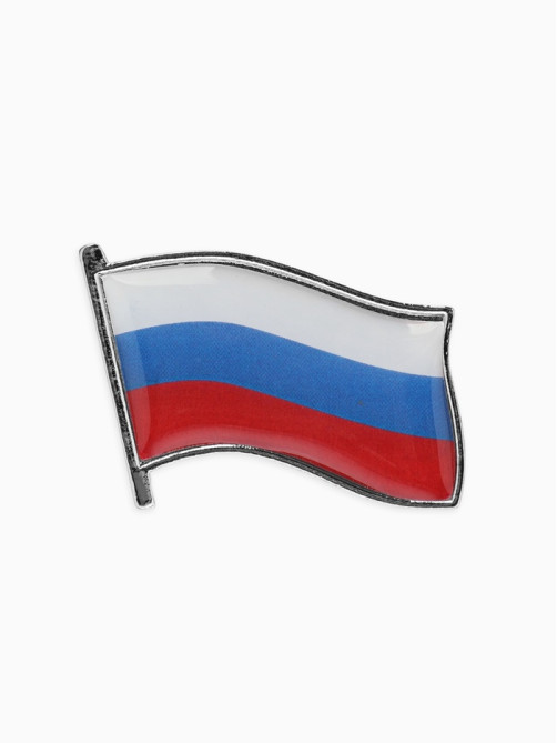 Брошь «Флаг России», триколор в серебре