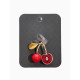 Брошь «Вишня с косточкой», красно-зелёная в золоте