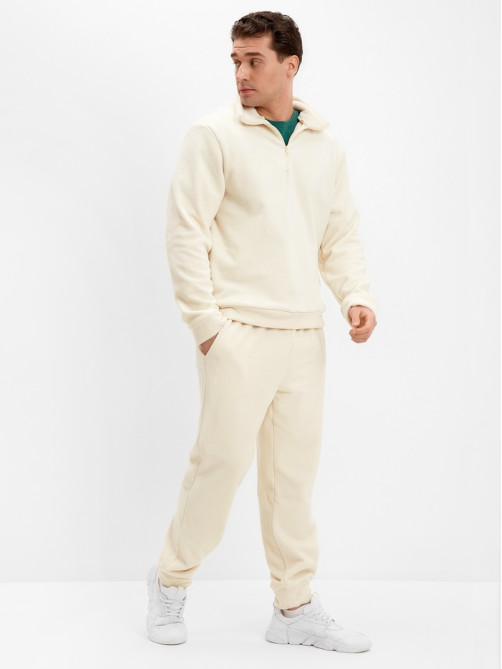Брюки флисовые мужские спортивные MINAKU: Fleece Soft, размер 52, бежевые