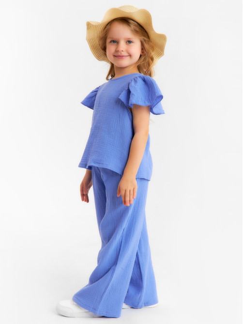 Брюки из муслина для девочки KAFTAN, синие, рост 104-110 см