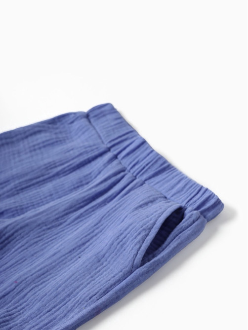 Брюки из муслина для девочки KAFTAN, синие, рост 110-116 см